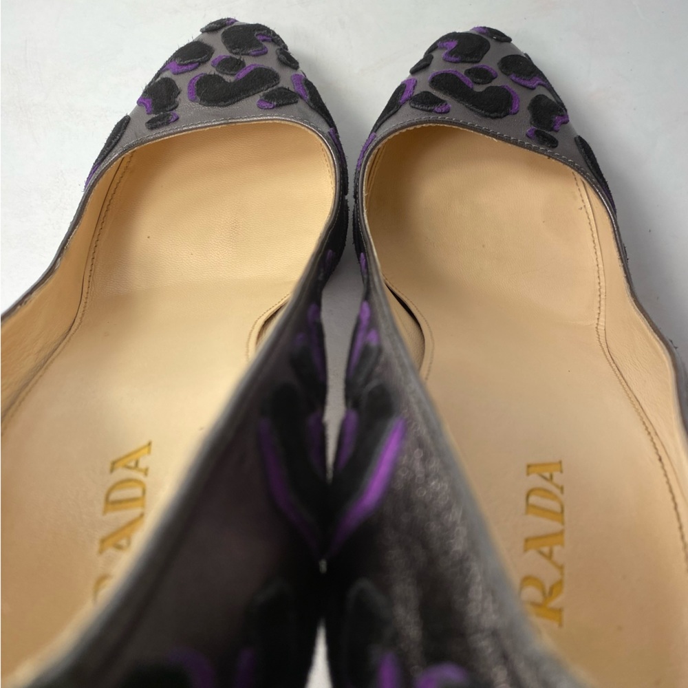 Prada suede pumps heels leopard pewter black purple 40 - Picture 8 of 12
